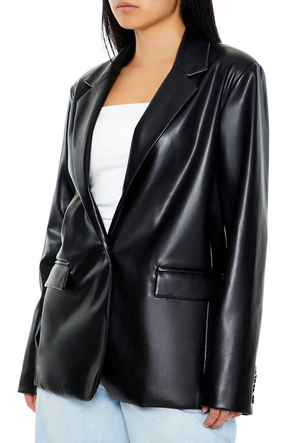 Notched Faux Leather Blazer | Forever 21 Product Image