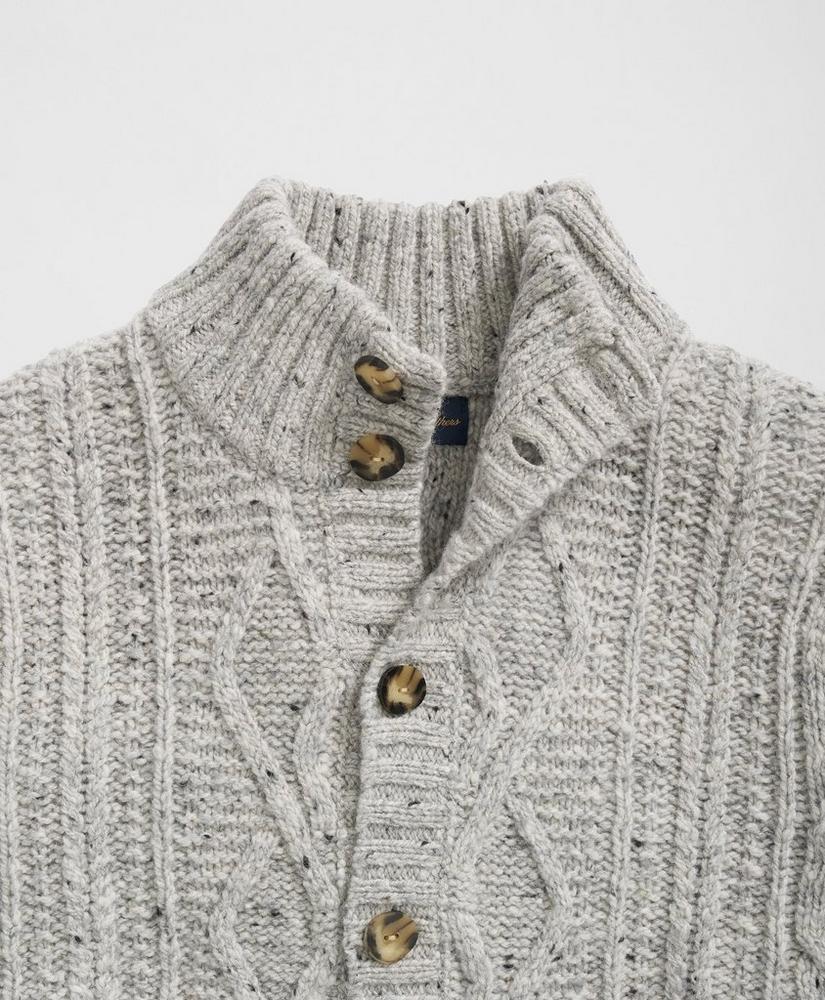 Big & Tall Aran Knit Cardigan in Donegal Merino Wool Product Image