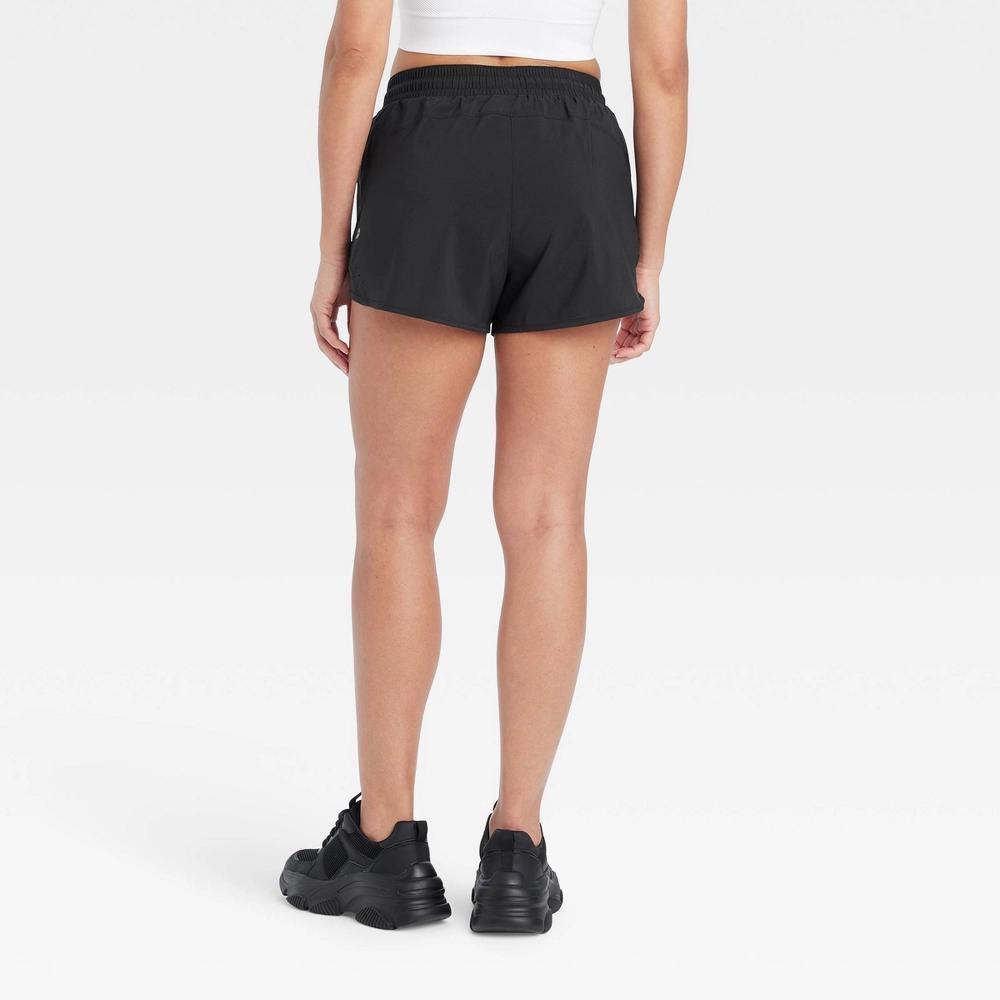 Womens Woven Mid-Rise Run Shorts 3 - All In Motion Black Product Image