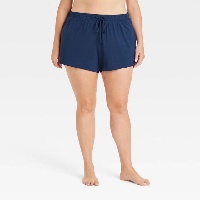 Womens Cloud Knit Pajama Shorts - Auden Navy Blue 3X Product Image