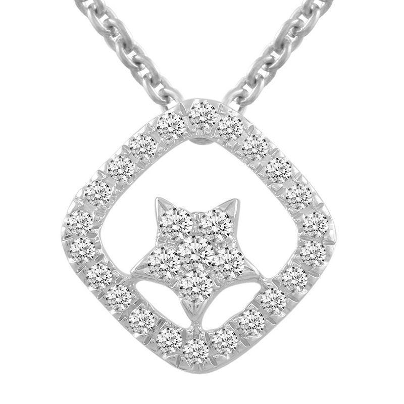 Royal Aura Sterling Silver 1/4 Carat T.W. Diamond Halo Star Pendant Necklace, Womens White Product Image