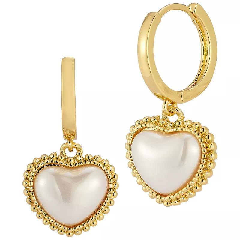 Freshwater Cultured Pearl Heart Earrings, Womens, Yellow Product Image