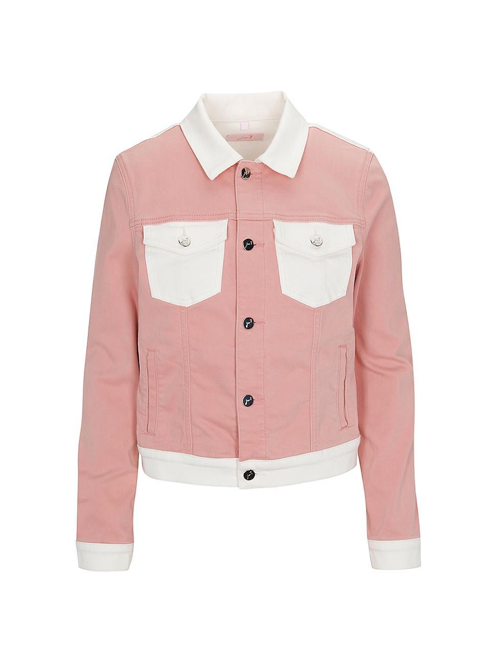 JEN7 by 7 For All Mankind Colorblock Crop Trucker Jacket Product Image