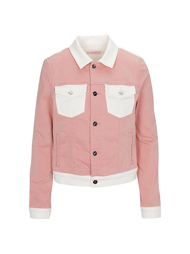 JEN7 by 7 For All Mankind Colorblock Crop Trucker Jacket Product Image