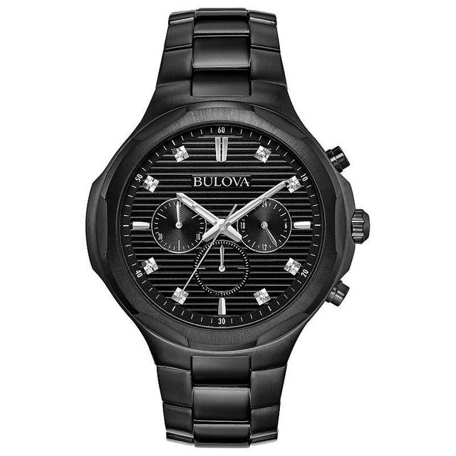 Bulova Mens Diamond Accent Stainless Steel Chronograph Watch - 98D147 Black Product Image