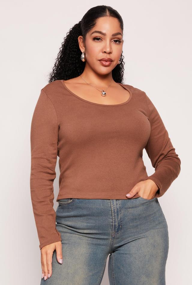 Womens Plus Size Basic Fleece Lined T Shirt Product Image