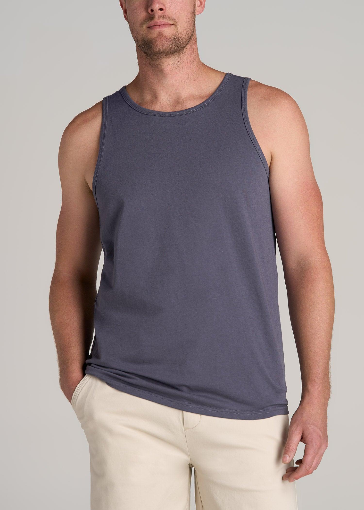 The Essentials: Men's Tall SLIM-FIT Beach Tank Top in Black Product Image