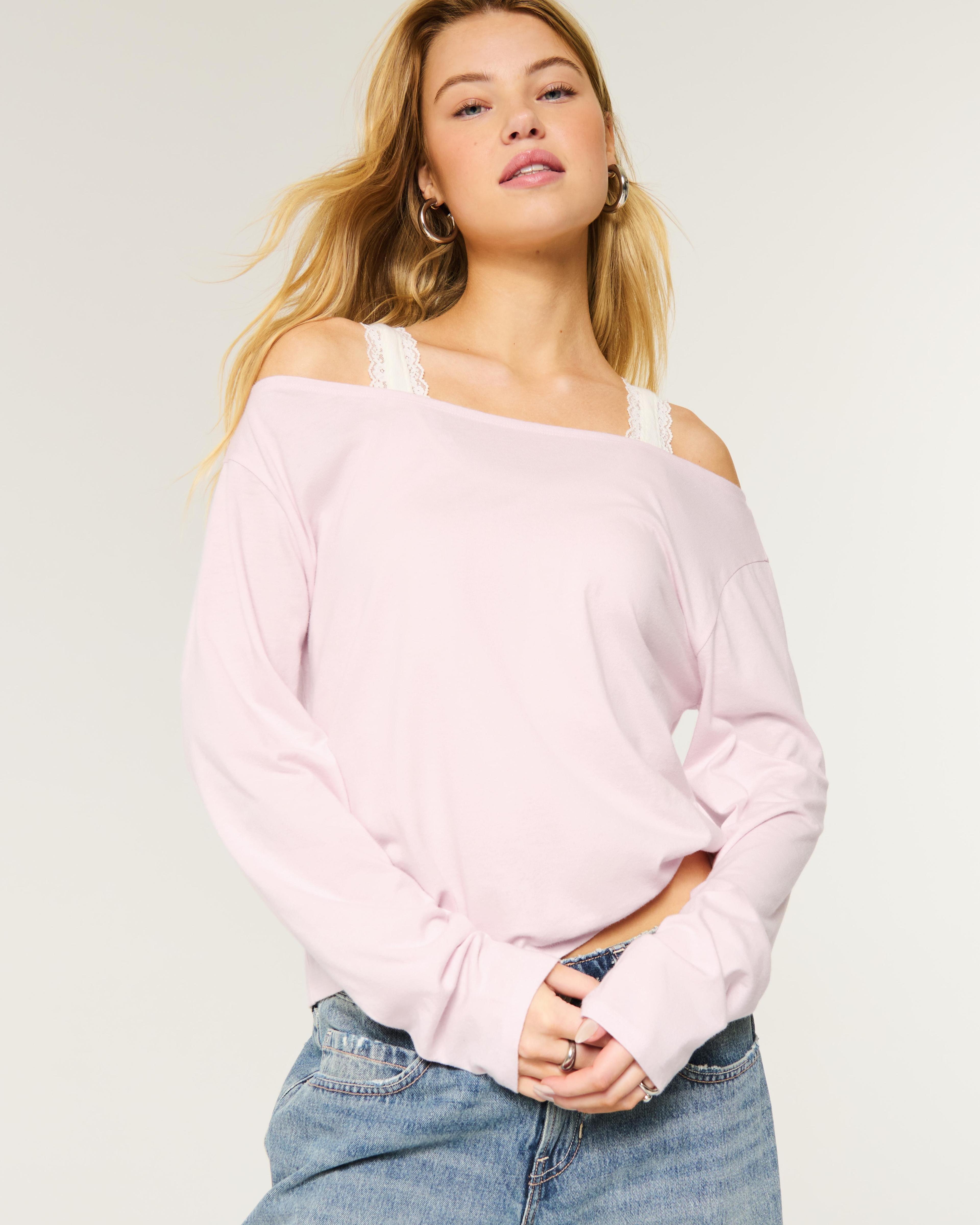 Easy Long-Sleeve Off-the-Shoulder Top Product Image