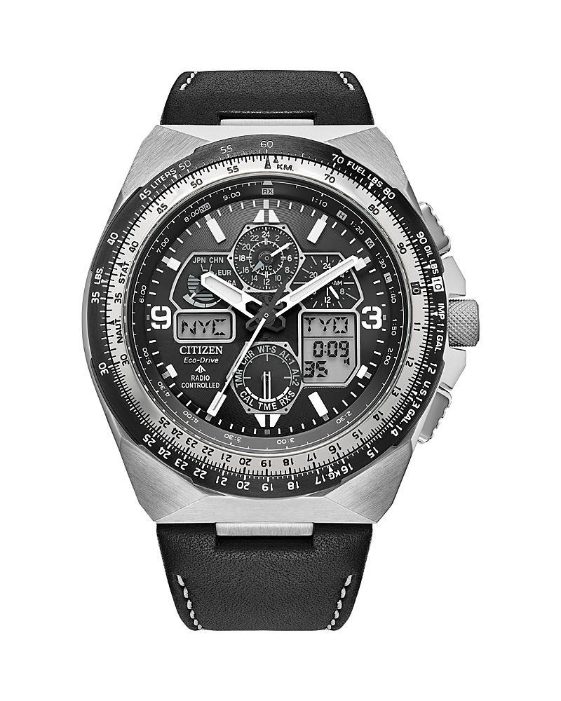 Citizen Eco-Drive Mens Chronograph Promaster Air Skyhawk Black-Tone Stainless Steel Bracelet Watch 46mm Product Image