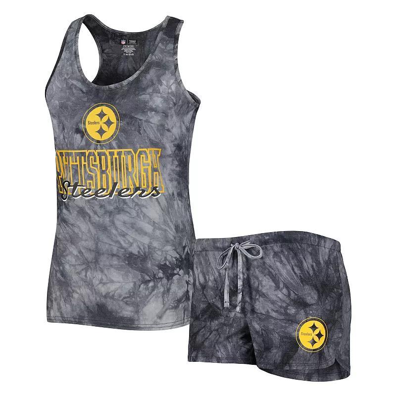 Womens Concepts Sport Charcoal Pittsburgh Steelers Billboard Scoop Neck Racerback Tank and Shorts Sleep Set Product Image