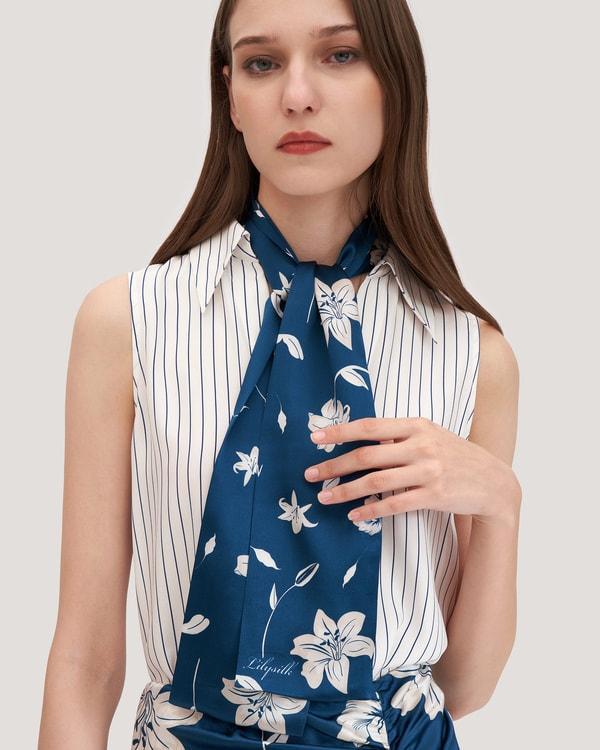 Stunning Rectangular Silk Lily Scarf Product Image