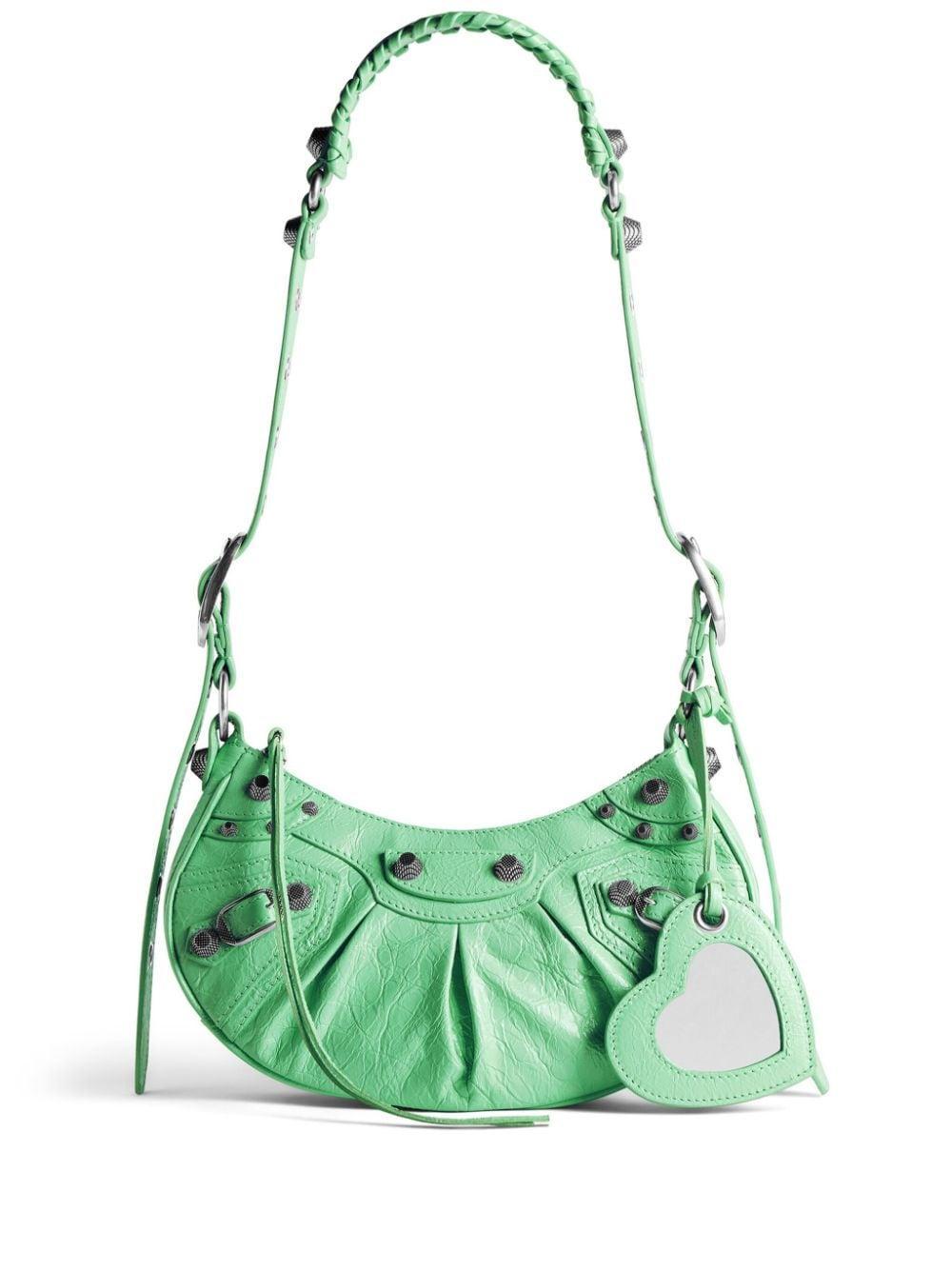 Le Cagole Xs Leather Shoulder Bag In Green Product Image