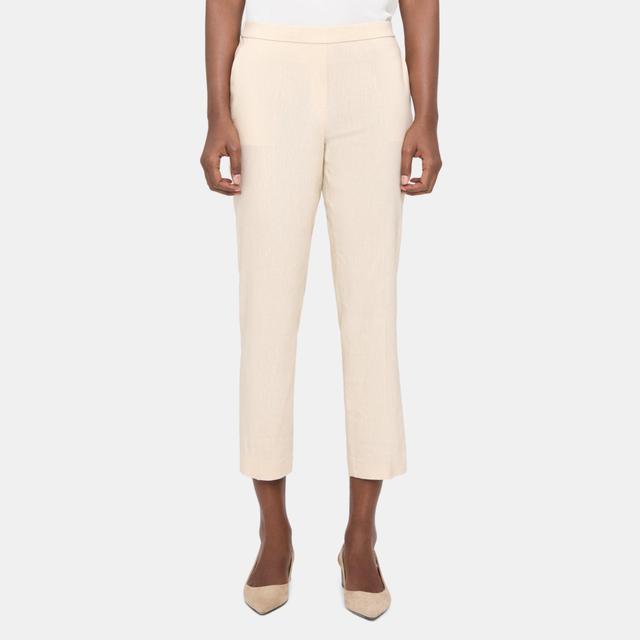 Linen Blend Mélange Slim Cropped Pull-On Pant | Theory Outlet Product Image