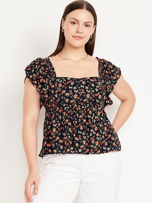 Flutter-Sleeve Crepe Top Product Image