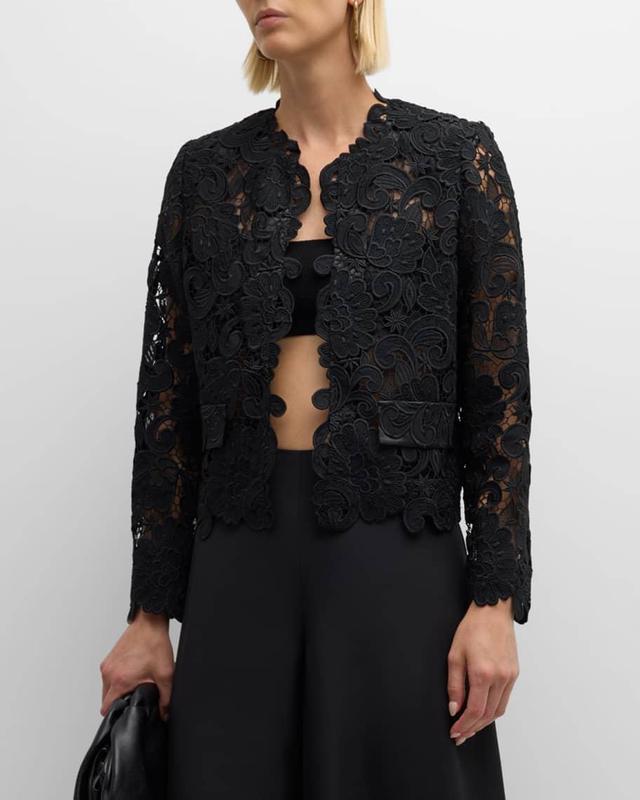 Kaya Open-Front Floral Lace Jacket Product Image