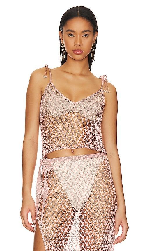 Crochet Net Beaded Top Product Image