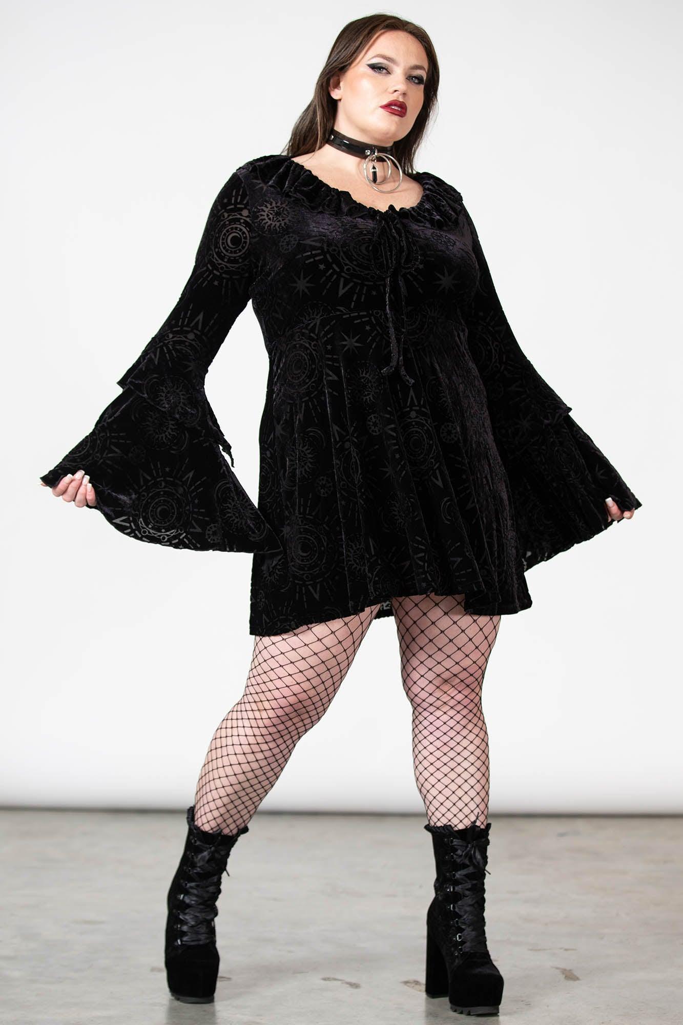 Celestite Long Sleeve Burnout Dress [PLUS] Female Product Image