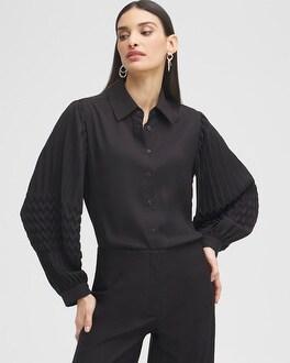 Women's Pleated Blouse size 10   Chico's Black Label - Black - Women Product Image