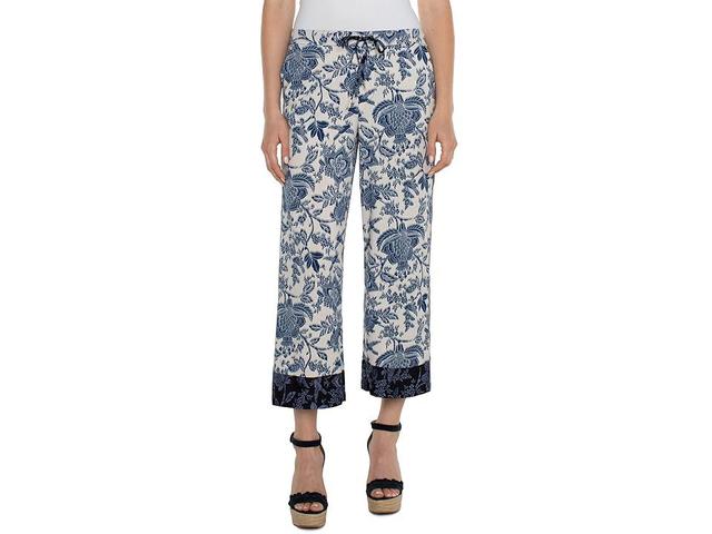 Liverpool Los Angeles Draw String Wide Leg Pull On Mid-Rise Pant 25 (Galaxy Floral Print) Women's Dress Pants Product Image