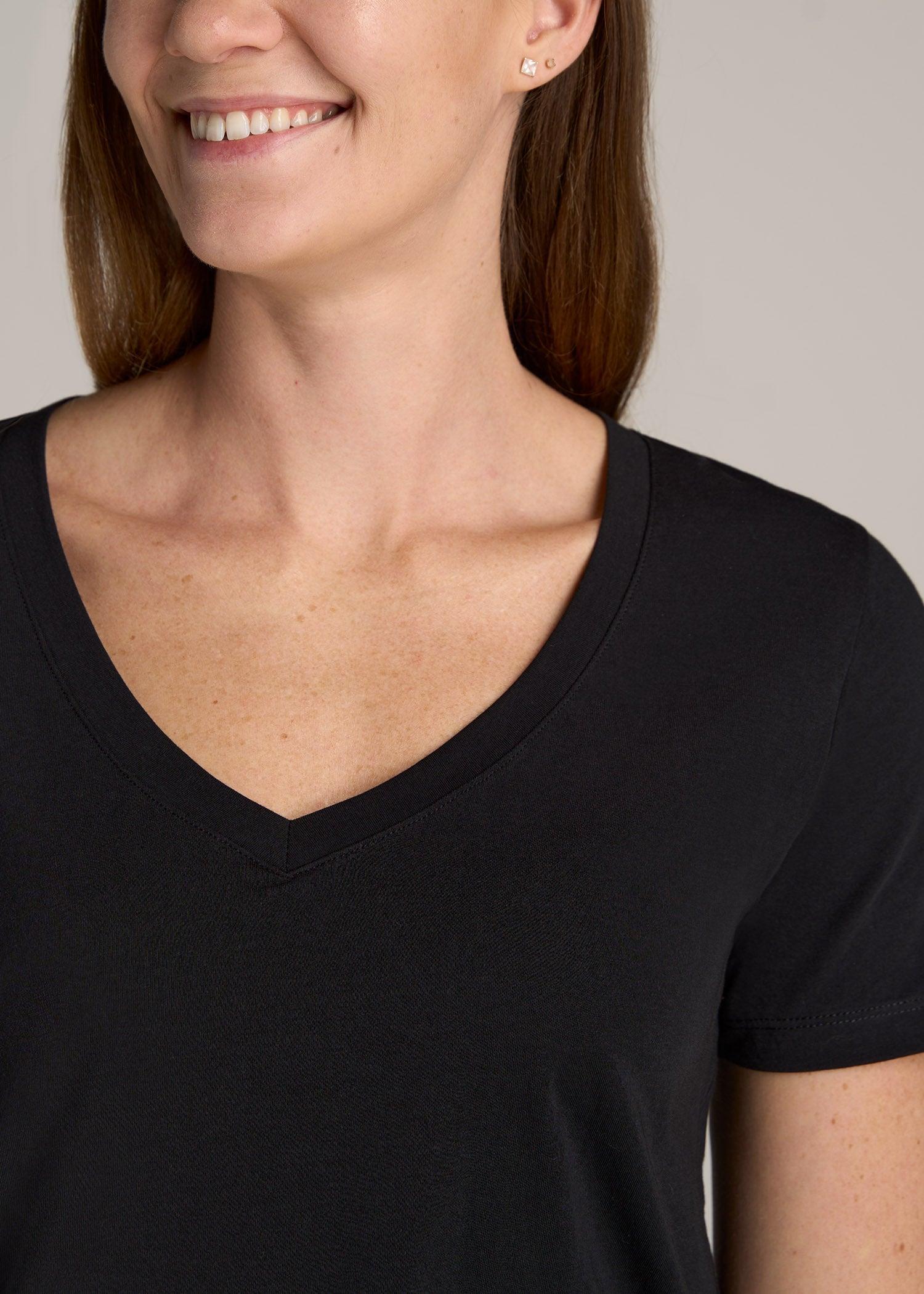 Women's Tall Scoop V-Neck Tee in Black Female Product Image