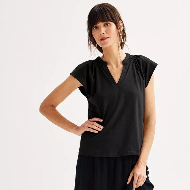 Womens Sonoma Goods For Life Smocked Ruffle Sleeve Top Product Image