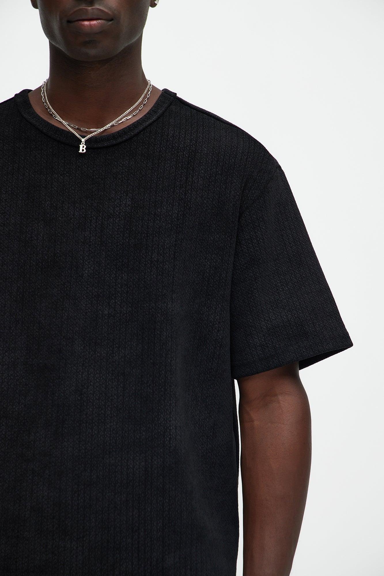 Dudley Textured Relaxed Short Sleeve Tee - Black Product Image