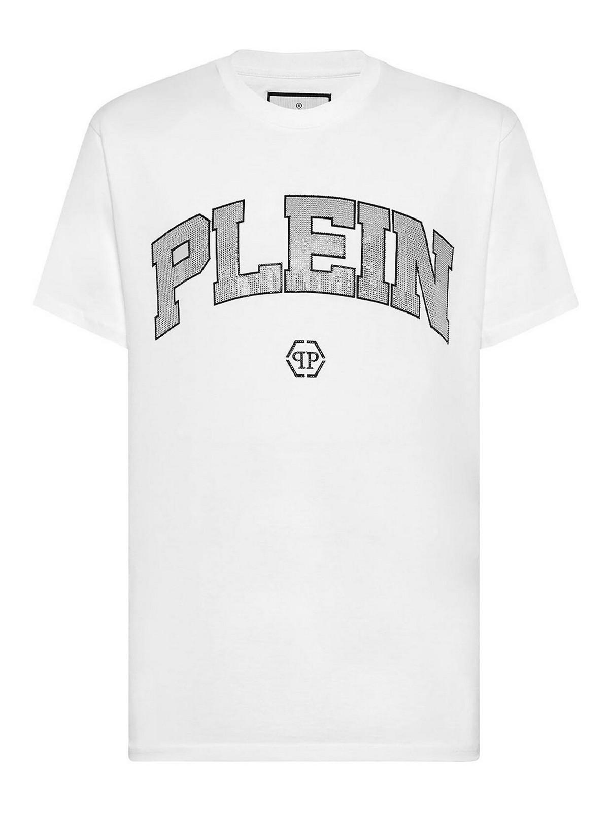 PHILIPP PLEIN Logo-embellished Cotton T-shirt In White Product Image