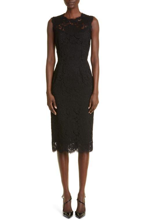 Dolce & Gabbana Sleeveless Semisheer Lace Midi Dress Product Image