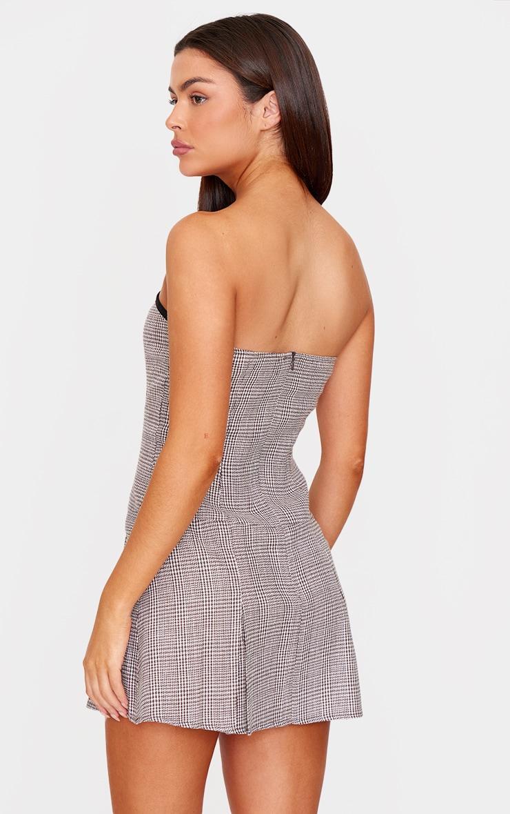 Brown Check Bandeau Bow Detail Shift Dress Product Image