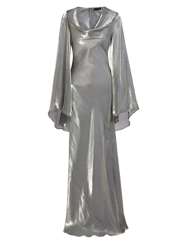 Womens Metallic Organza Cowlneck Gown Product Image