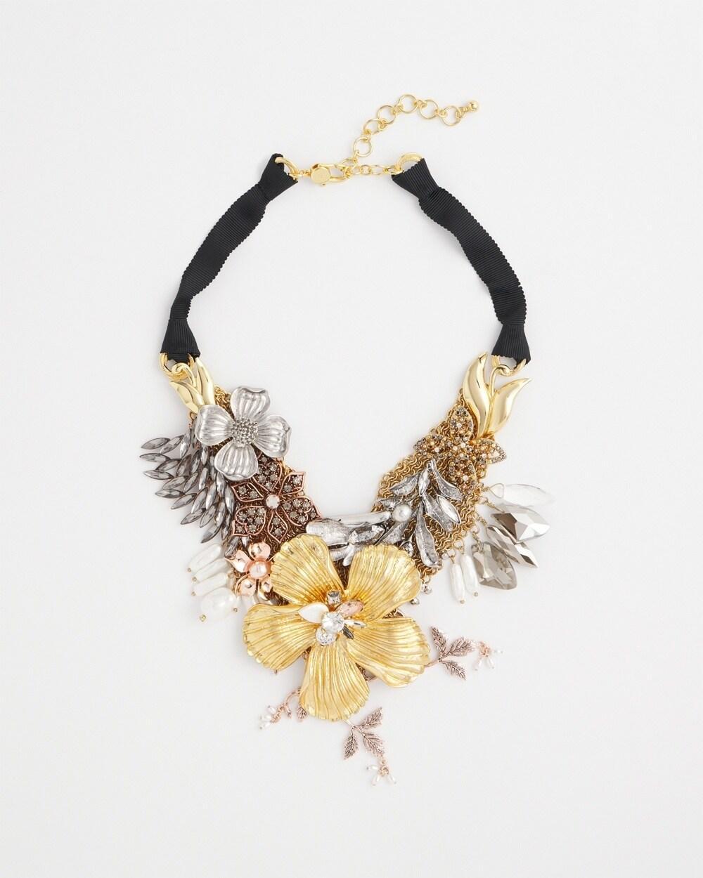 Mixed Metal Floral Statement Necklace Product Image