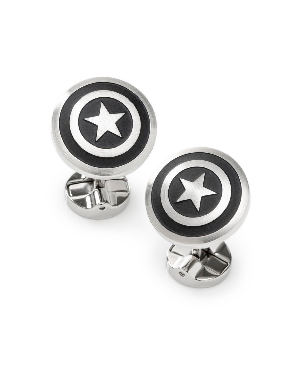 Marvel Mens Captain America Shield Cufflinks - Silver-Tone Product Image