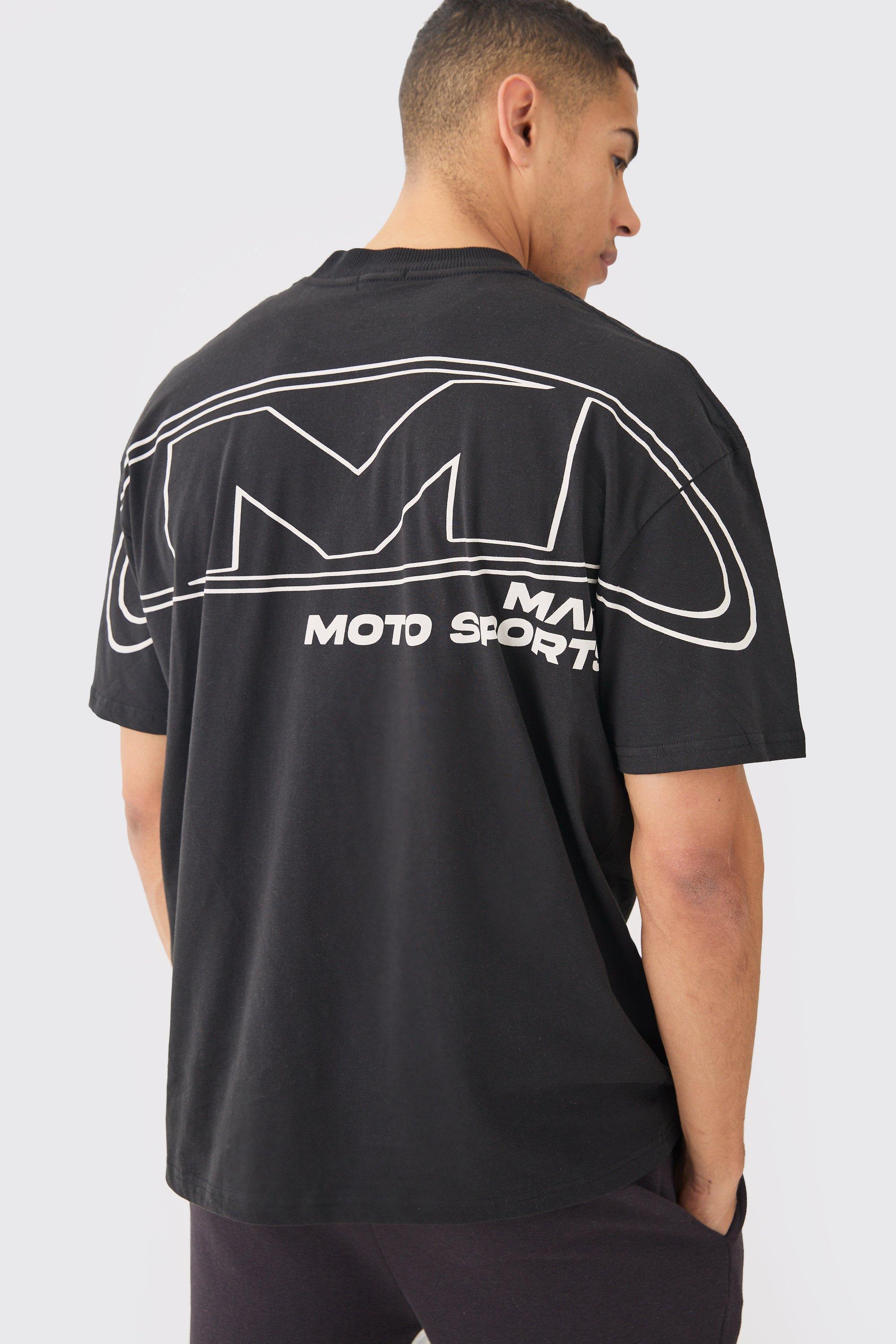 Oversized Over Seams Moto Sport T-shirt | boohooMAN USA Product Image