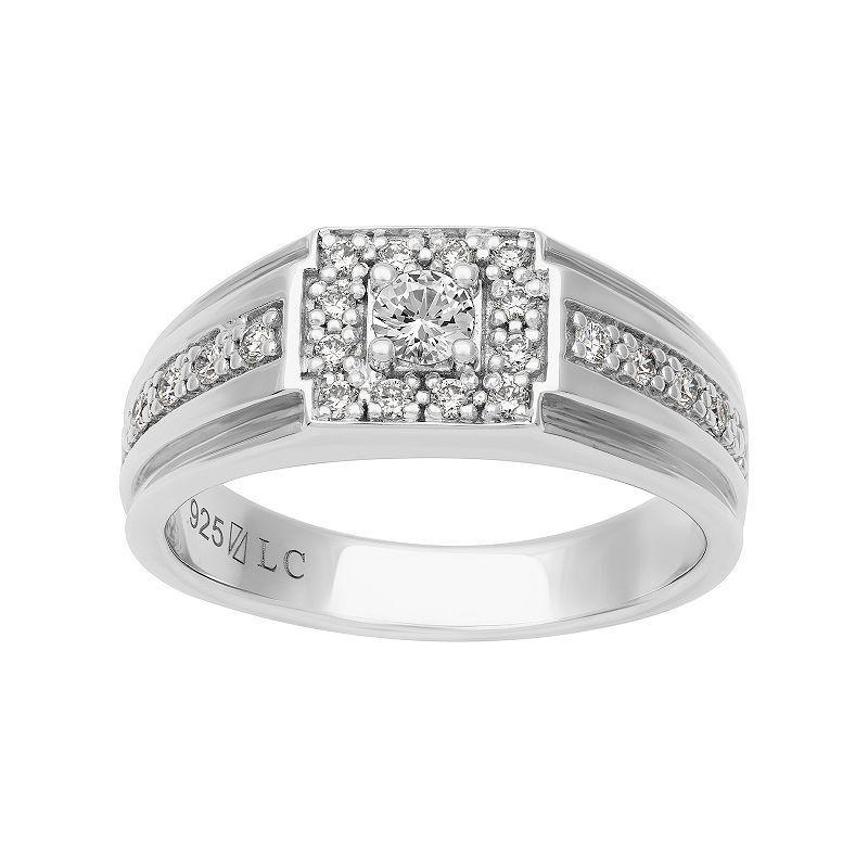 Mens AXL Sterling Silver 1/2 Carat T.W. Lab-Grown Diamond Halo Band Product Image