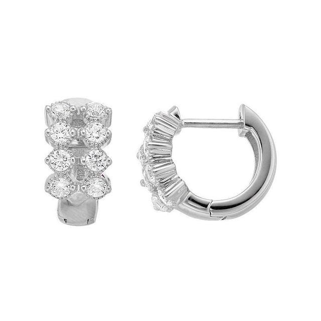 Rosabella Sterling Silver Cubic Zirconia Huggie Hoop Earrings, Womens, White Product Image