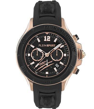 Plein Sport Mens Warrior Tech Chronograph Date Quartz Black Silicone 47.5MM - Black Product Image