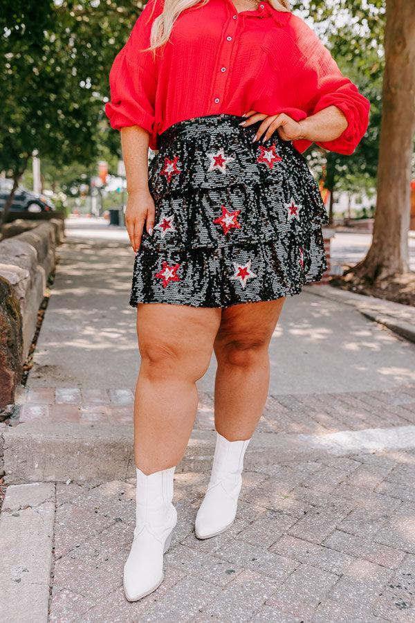 Pre-game Party Sequin Skirt in Black Curves Product Image