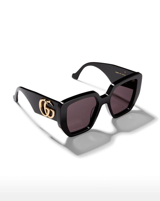 Gucci Womens Generation 54mm Havana Square Sunglasses - Spotted Havana Black/Amber Product Image