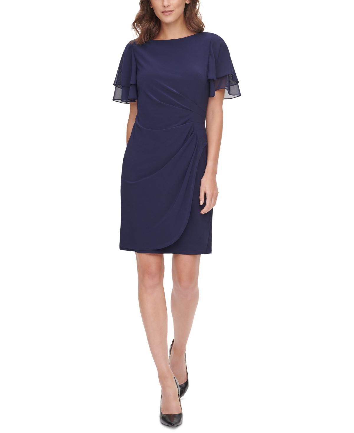 Jessica Howard Petite Chiffon-Sleeve Sheath Dress Product Image