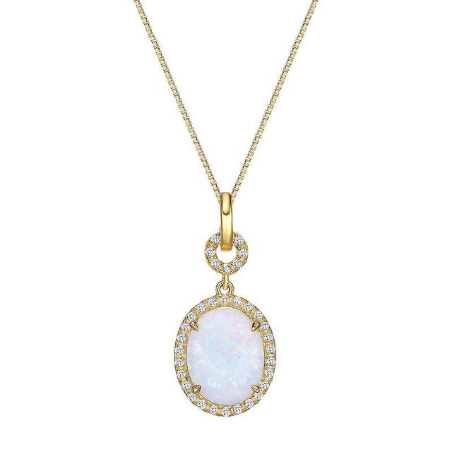 Gemminded 18k Gold Over Sterling Silver Lab-Created Opal & Lab-Created White Sapphire Pendant Necklace, Womens Gold Tone Product Image