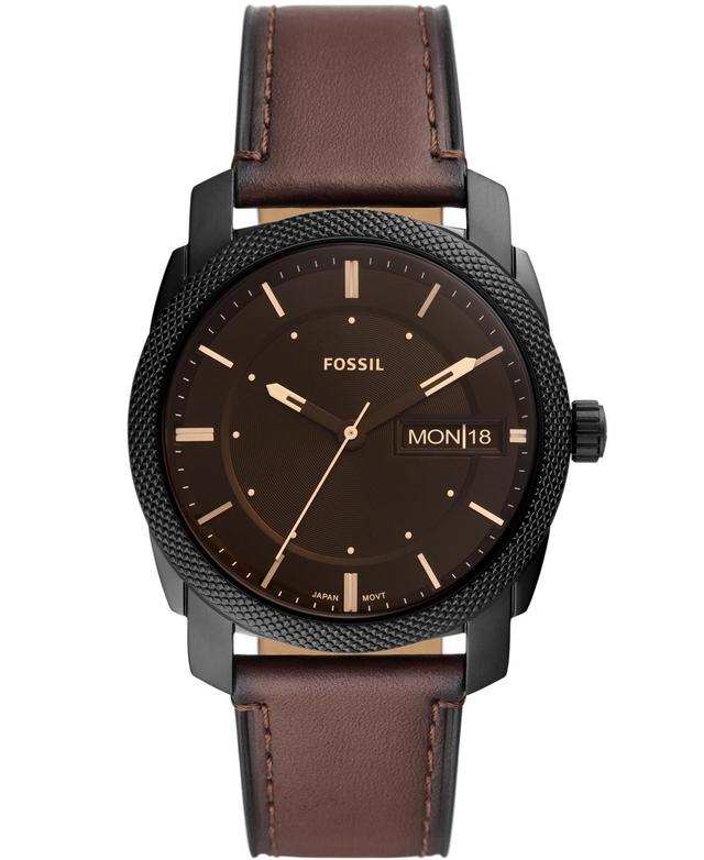 Fossil Mens Machine Brown Leather Strap Watch 42mm Product Image