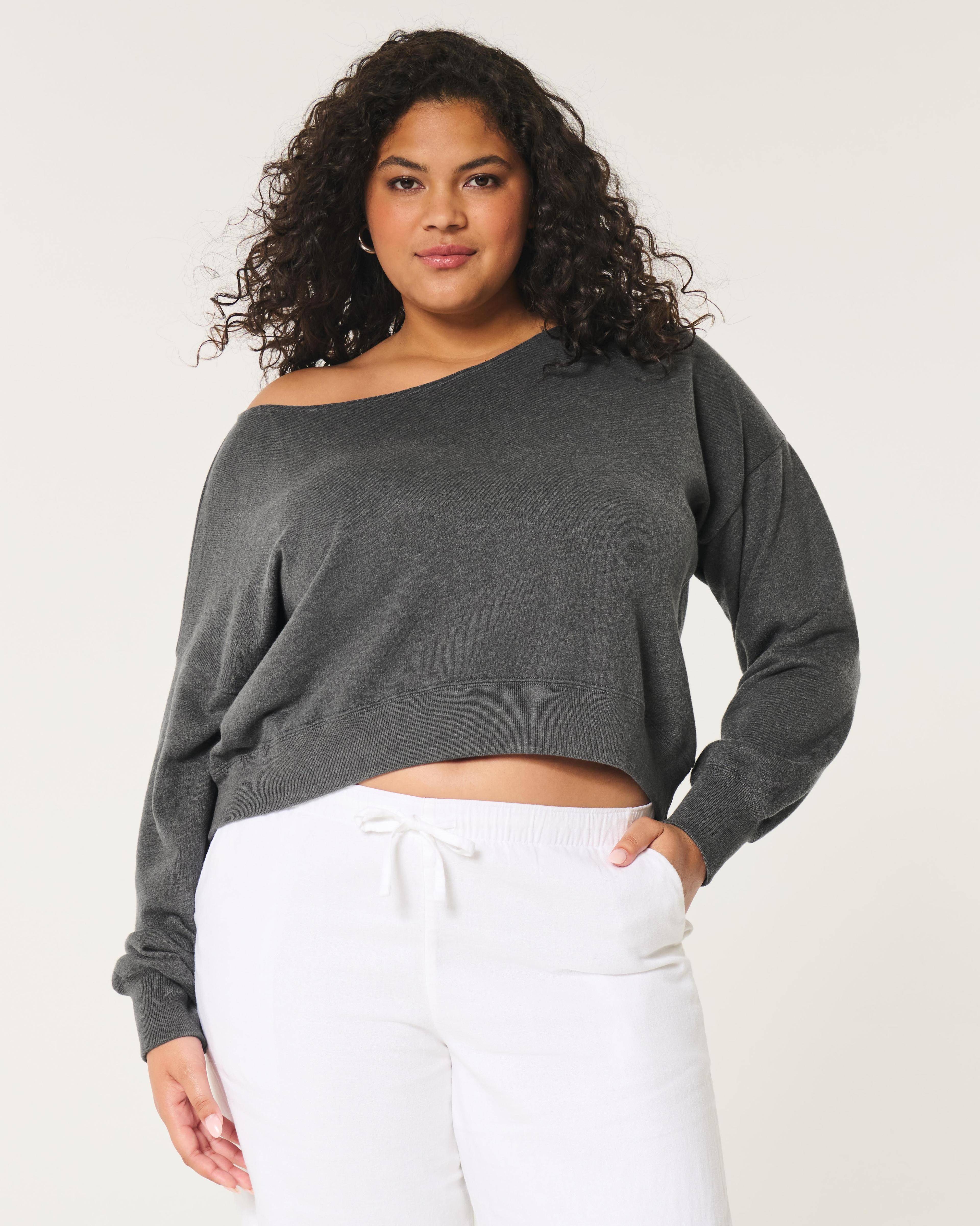 Easy Off-the-Shoulder Terry Sweatshirt Product Image