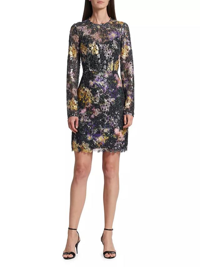 Jenna Floral Lace Long-Sleeve Minidress Product Image