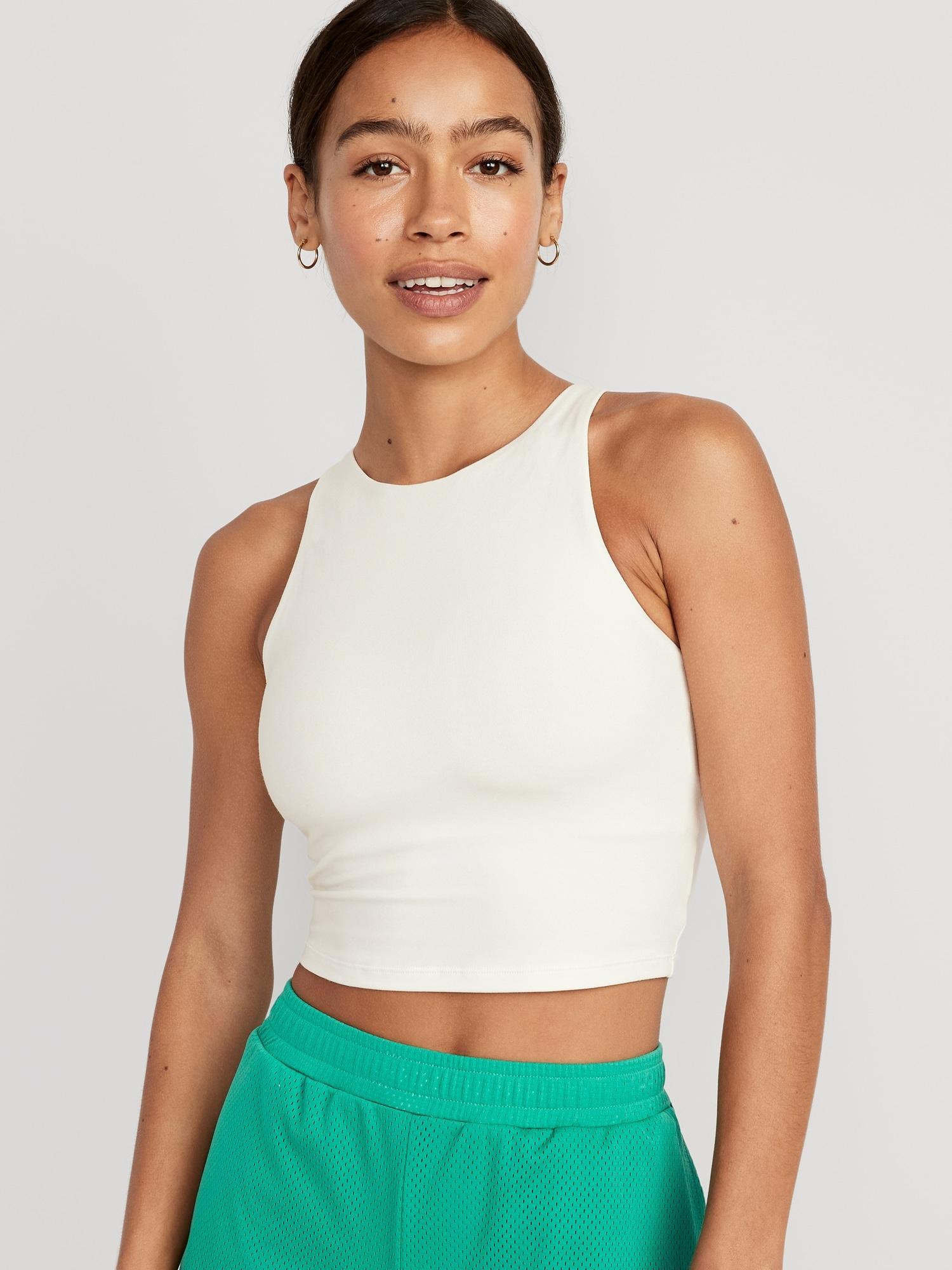 Old Navy Light Support PowerChill Longline Sports Bra Tank for Women - Sea Salt - female - Size: XS Product Image