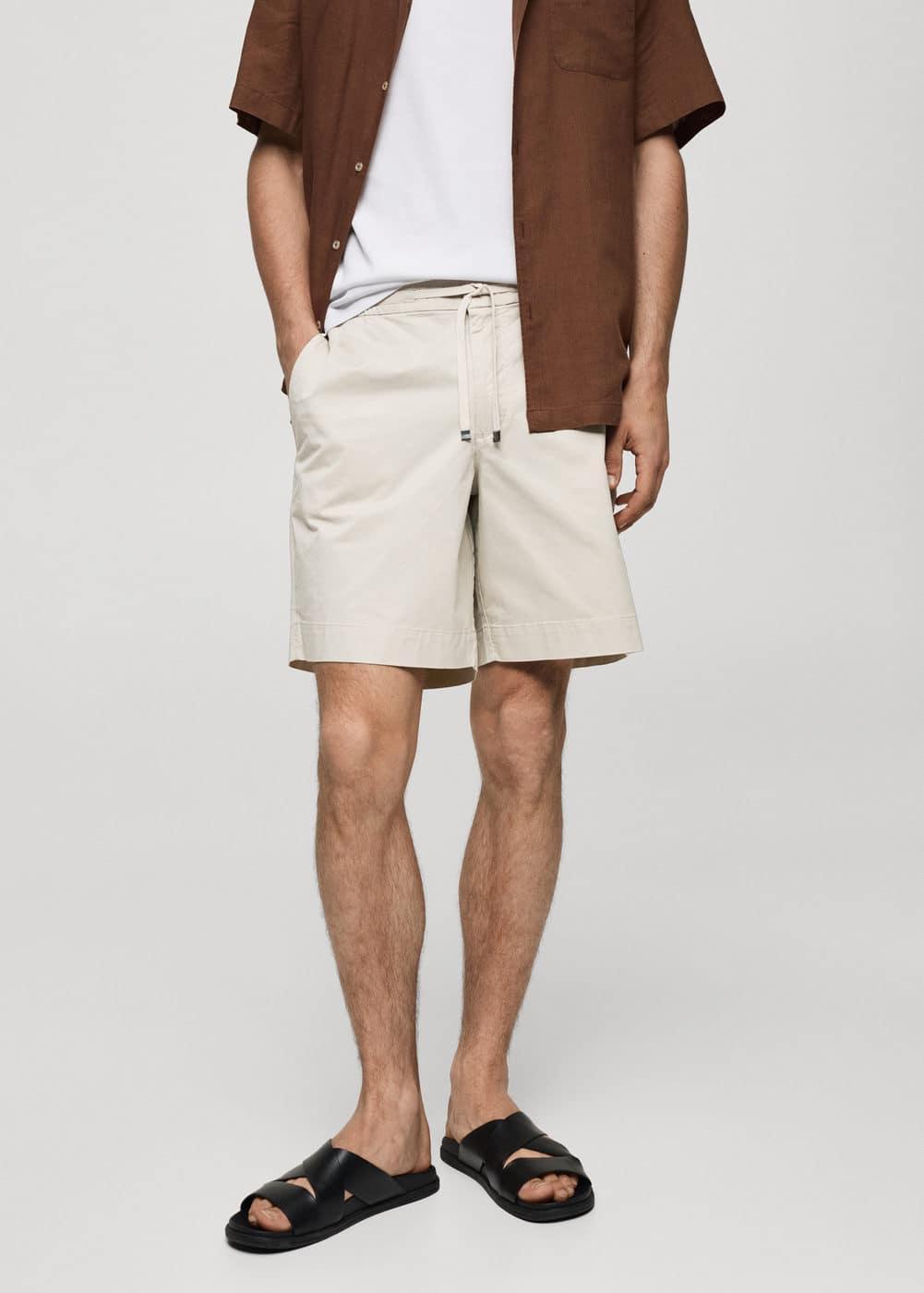 MANGO MAN - Slim fit cotton Bermuda shorts beigeMen Product Image