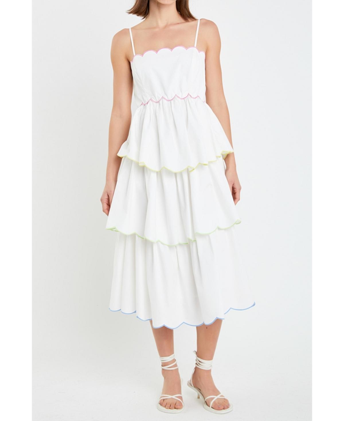 English Factory Womens Scallop Sleeveless Tiered Dress Product Image