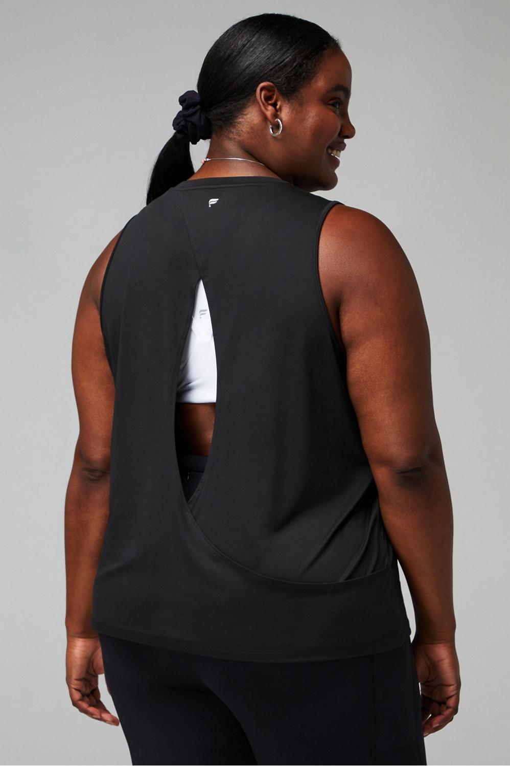 Fabletics Blake Open Back Tank Womens black plus Size 1X Product Image