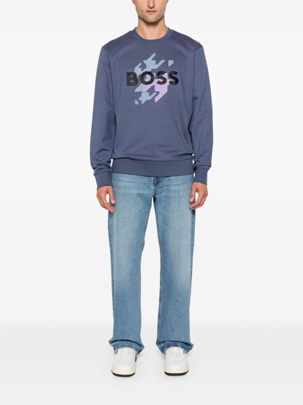 HUGO BOSS Logo-embroidered Sweatshirt In Blue Product Image