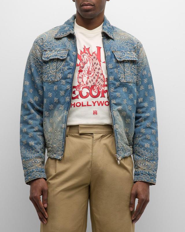 Mens Bandana Jacquard Denim Jacket Product Image