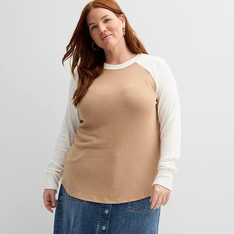 Plus Size Sonoma Goods For Life Cozy Baseball Pullover, Womens Product Image